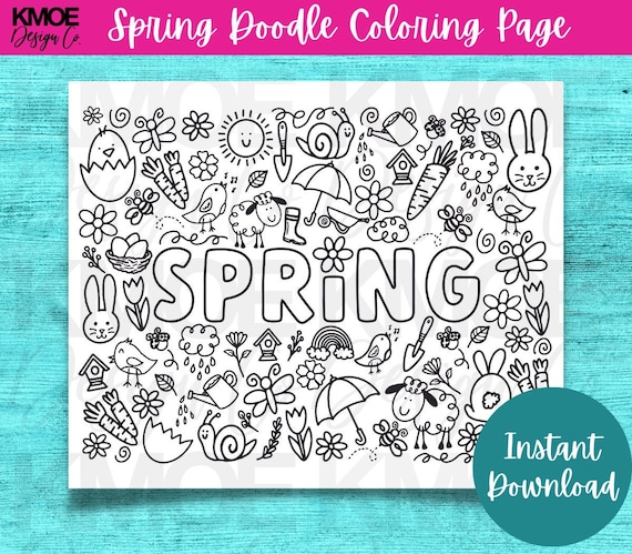 Coloring pages spring coloring pages for kids printable coloring pages doodle coloring book spring kids activity