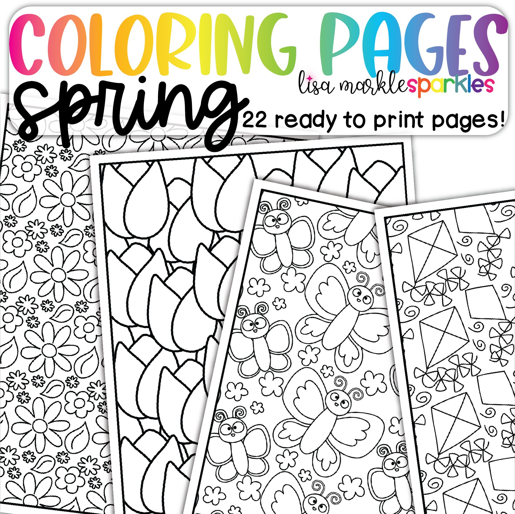 Spring coloring printable pages for kids and adults