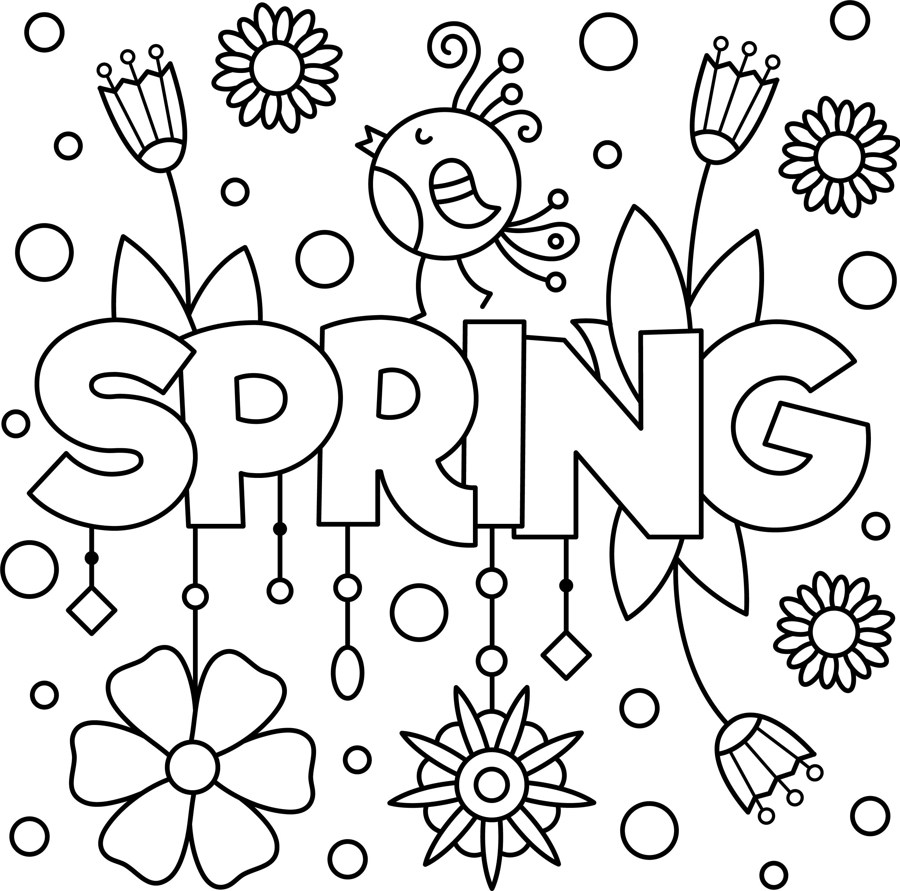 Fun spring colouring page printable â thrifty mommas tips
