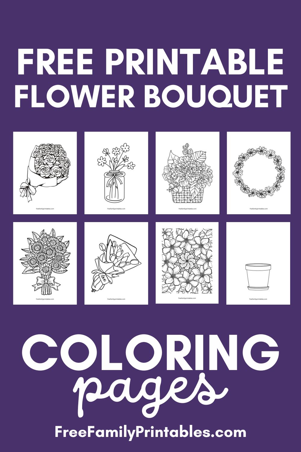 Flower bouquet coloring pages free printables