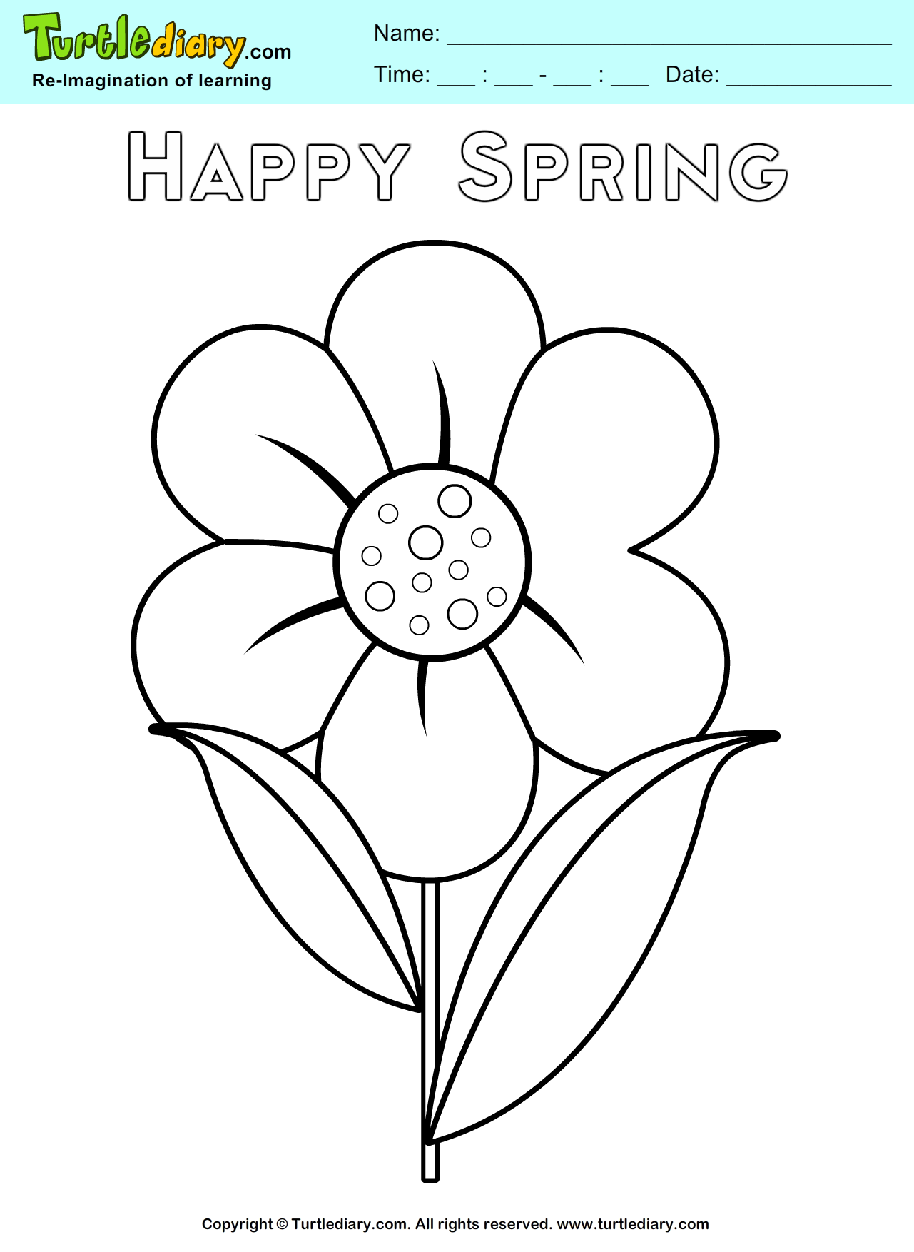 Spring flower coloring page turtle diary