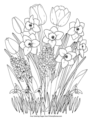 Spring flowers coloring page â free printable pdf from