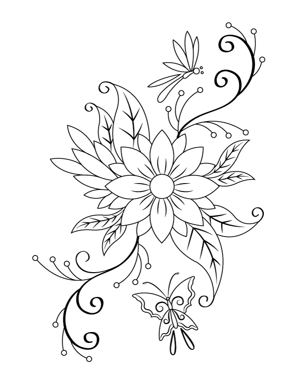 Printable spring flower coloring page