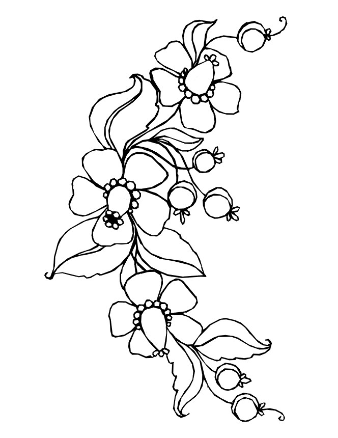 Spring flowers coloring page garland of flowers