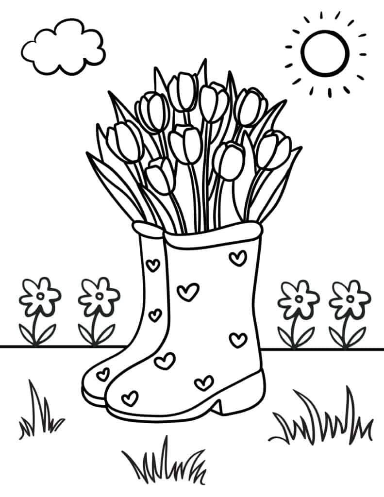 Free spring coloring pages for kids and adults