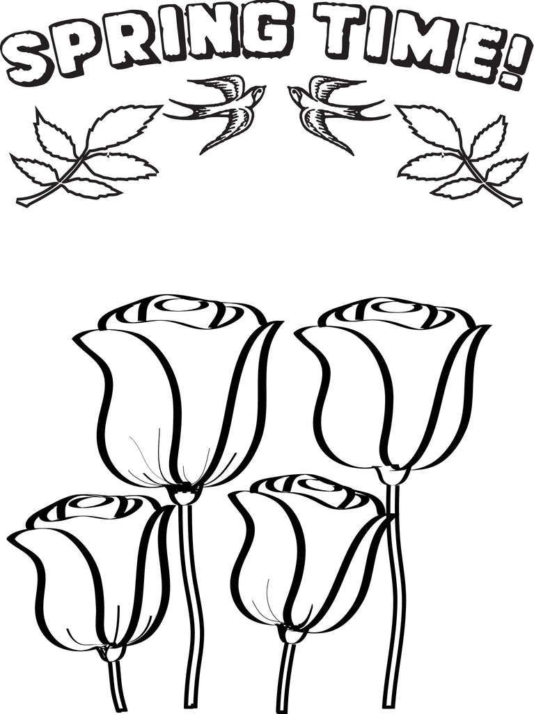 Printable spring flowers coloring page for kids â