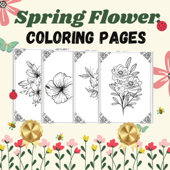 Spring flower coloring pages by magical print tpt