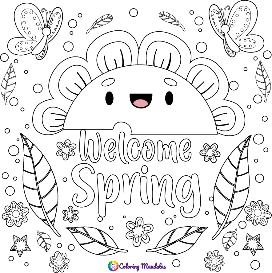 Spring coloring page for kids