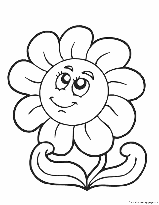 Print out spring happy face flower coloring pages