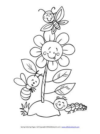 Spring flower coloring page all kids network