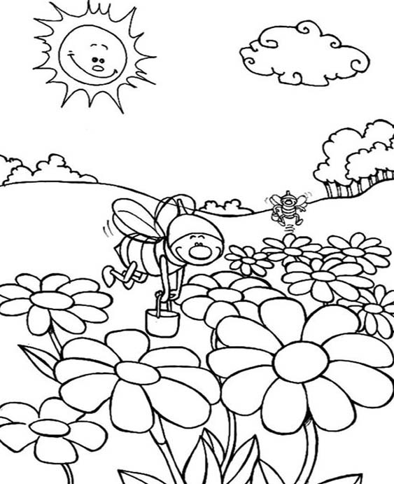 Free easy to print spring coloring pages