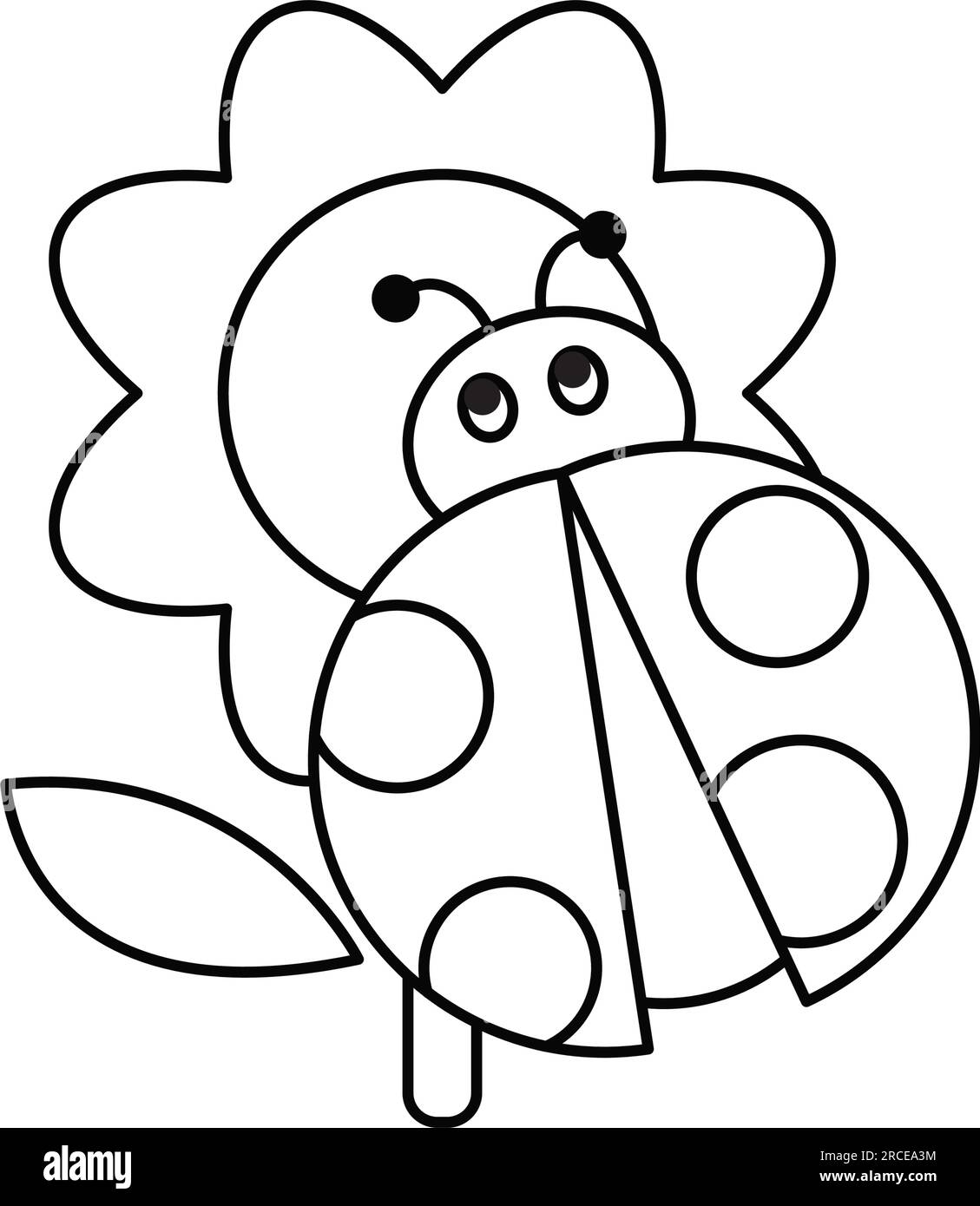 Spring ladybug coloring page for kids bug on a flower colouring stock vector image art