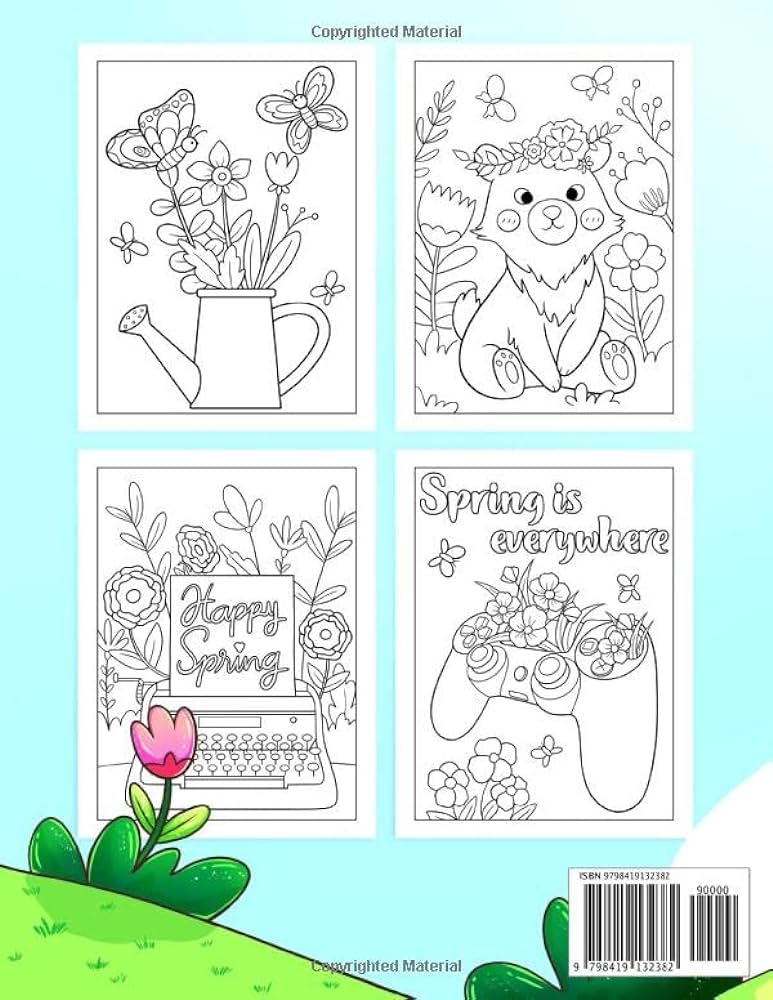 Hello spring coloring book for kids fun and simple coloring pages of spring with flowers birds and many more for boys girls ages