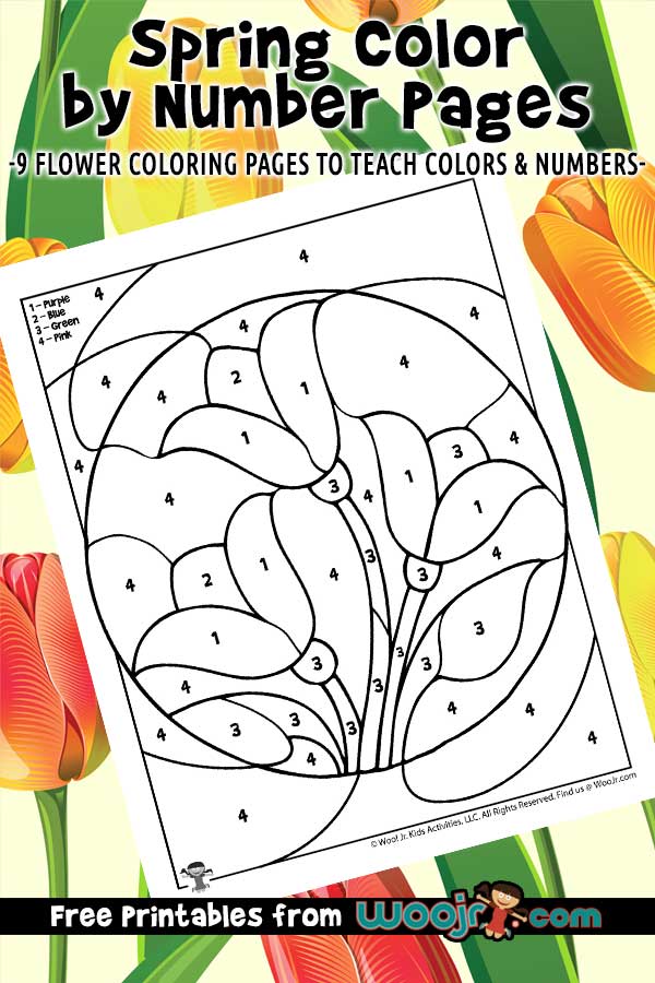 Spring color by number pages woo jr kids activities childrens publishing