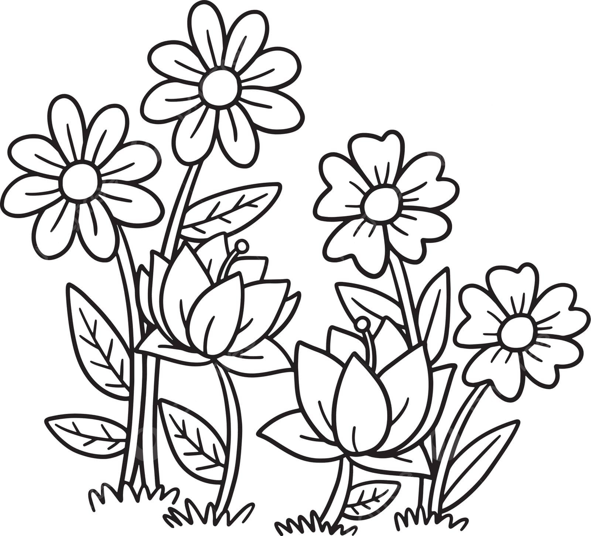 Spring flower isolated coloring page for kids drawing new beginning hand drawn vector flower drawing wing drawing ring drawing png and vector with transparent background for free download