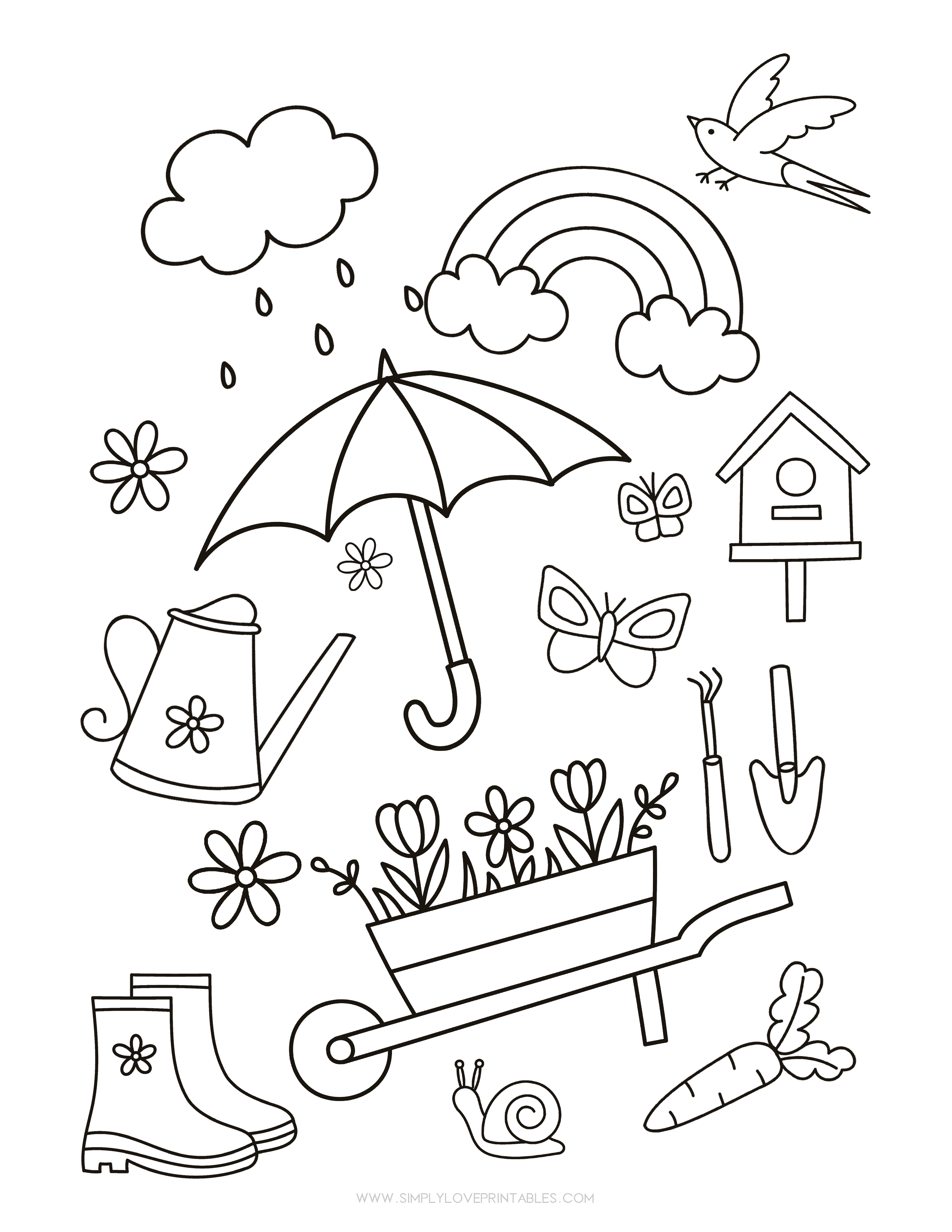 Spring coloring printable pages simply love printables