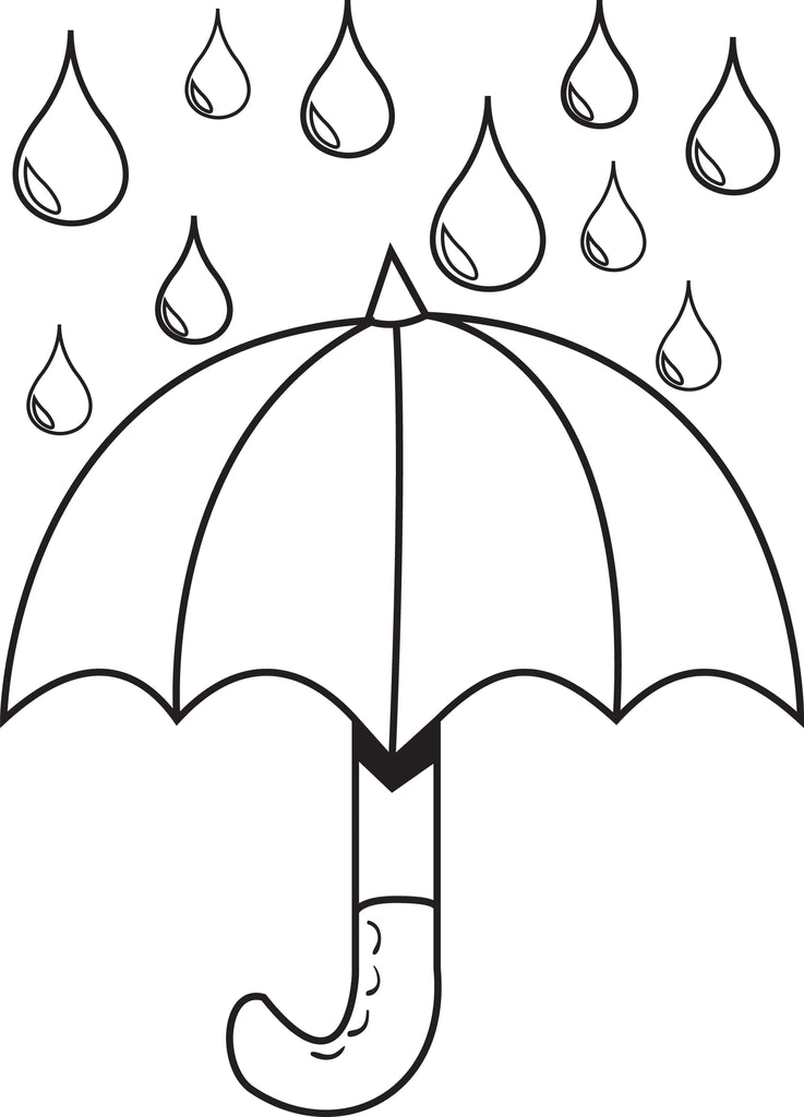 Printable umbrella with raindrops spring coloring page â