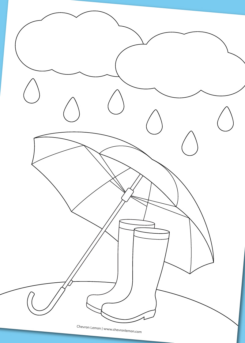 Free printable rainy day coloring page