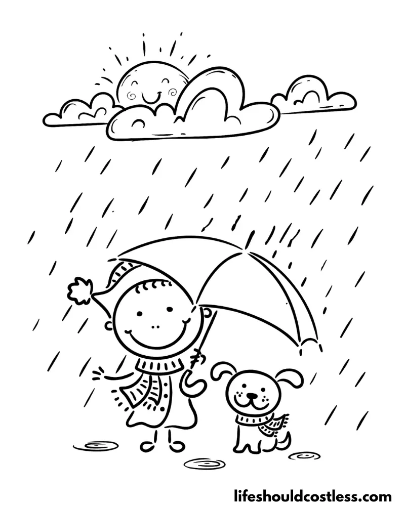 Rain coloring pages free printable pdf templates