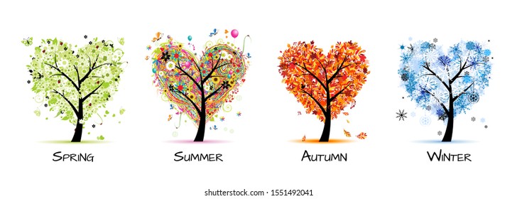 Four Seasons Spring Summer Autumn Winter Stock Vector (Royalty