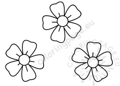 Simple preschool spring flowers template coloring page