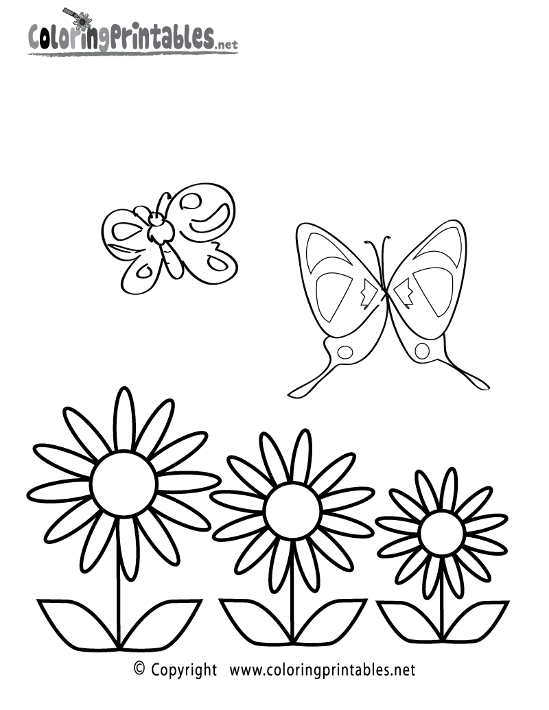 Spring butterflies coloring page