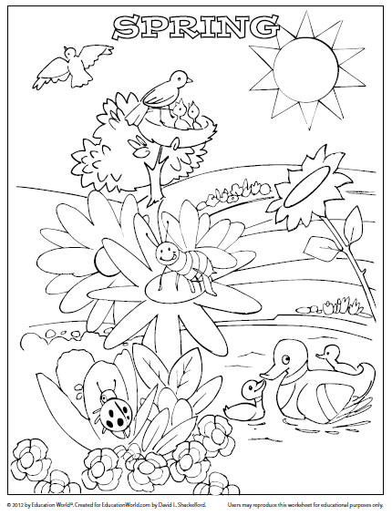 Coloring sheet template spring education world