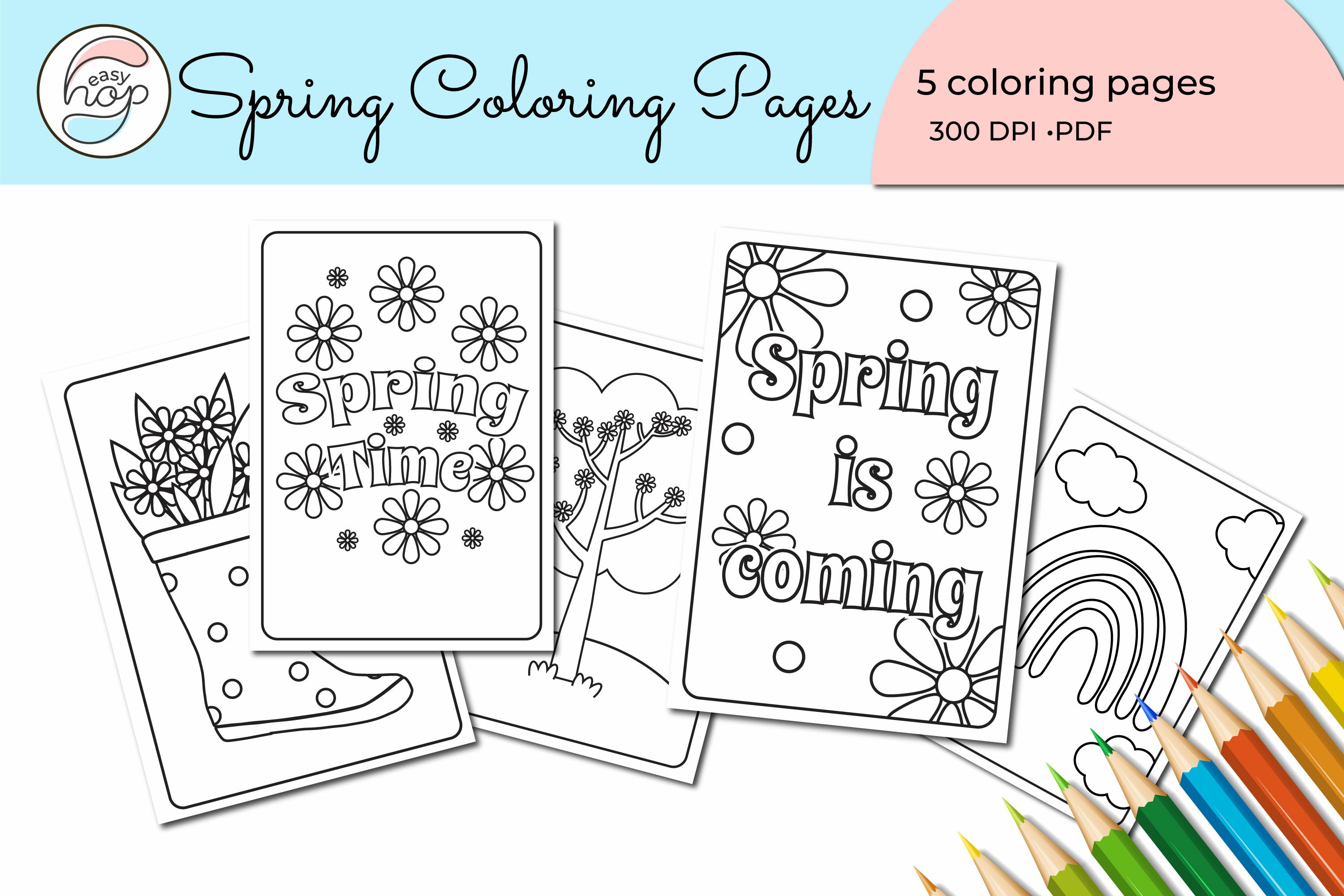 Spring time pattern coloring pages printable