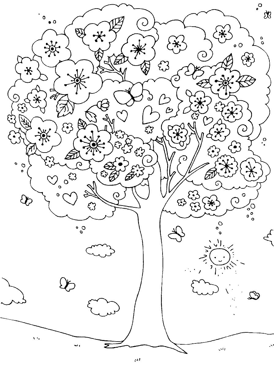 Spring coloring pages printable for free download