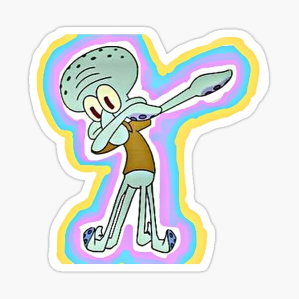 Squidward dabbing with rainbow sticker for sale by squidwarddabs