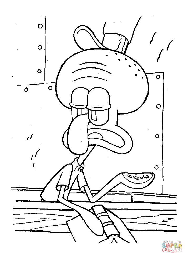 Squidward coloring page free printable coloring pages