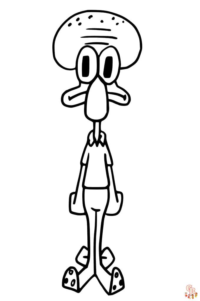 Free squidward coloring pages printable for kids and adults