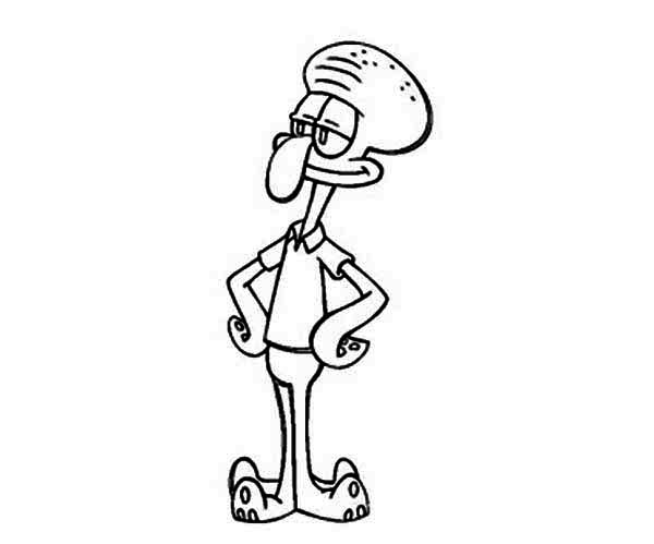Proud squidward coloring page