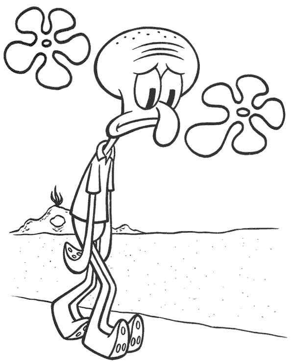 Squidward tentacles coloring page to print