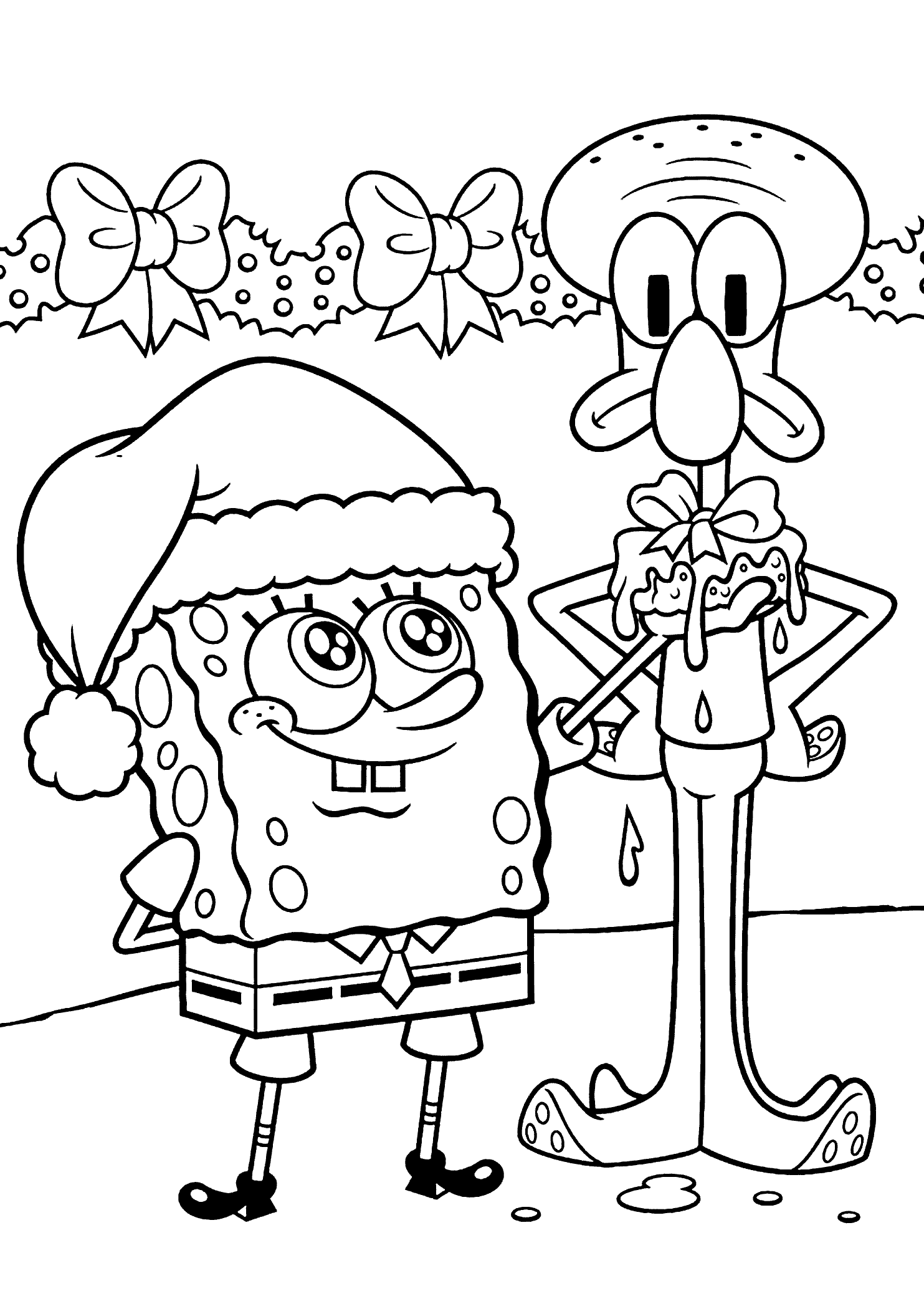 Spongebob and squidward coloring pages for kids printable free printable christmas coloring pages spongebob coloring christmas coloring books