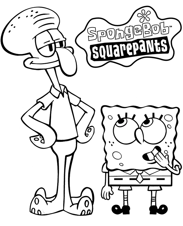 Squidward q tentacles on a free printable coloring page