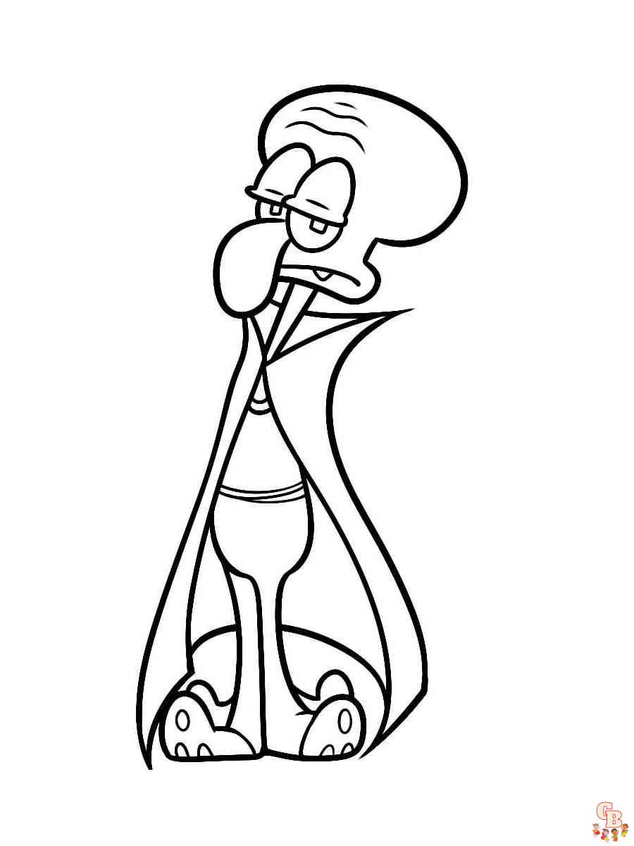 Free squidward coloring pages printable for kids and adults