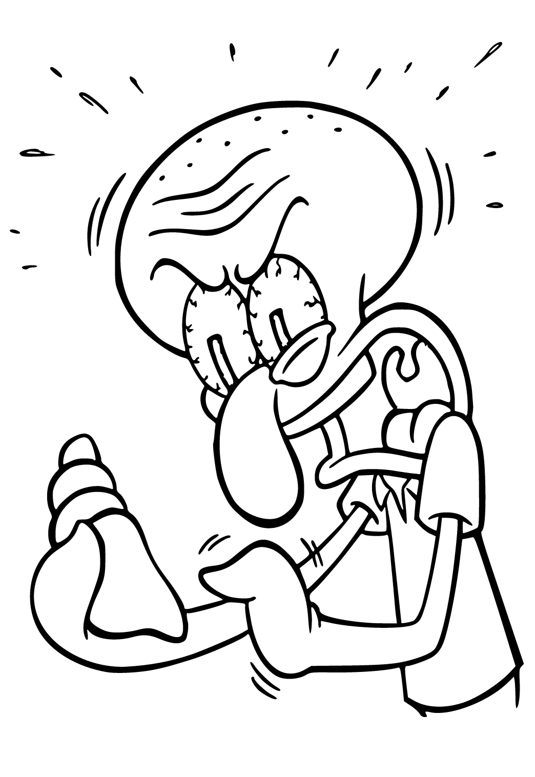 Free printable squidward aggression coloring page for adults and kids