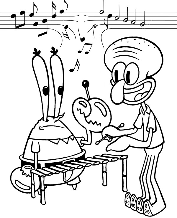 Squidward coloring page mr krabs