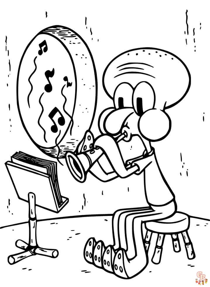 Free squidward coloring pages printable for kids and adults