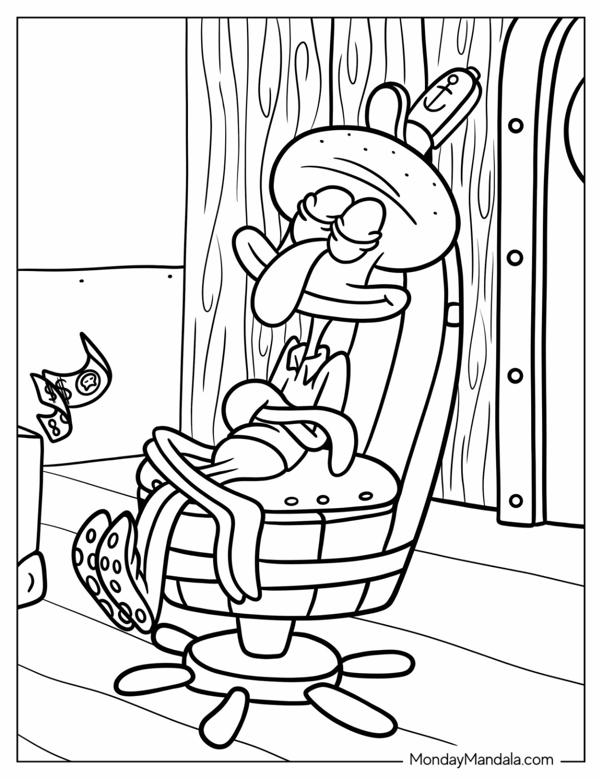 Squidward coloring pages free pdf printables
