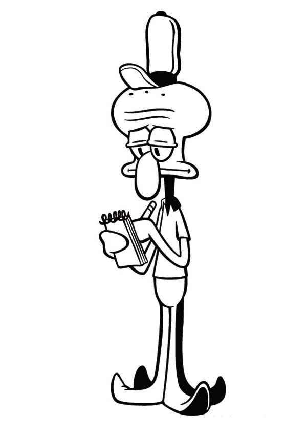 Squidward write customer order coloring page squidward coloring pages coloring books