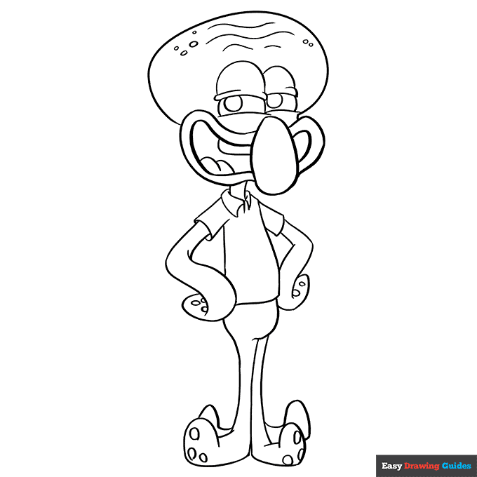 Squidward from spongebob squarepants coloring page easy drawing guides