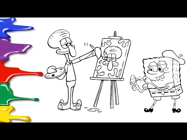Spongebob and squidward coloring pages