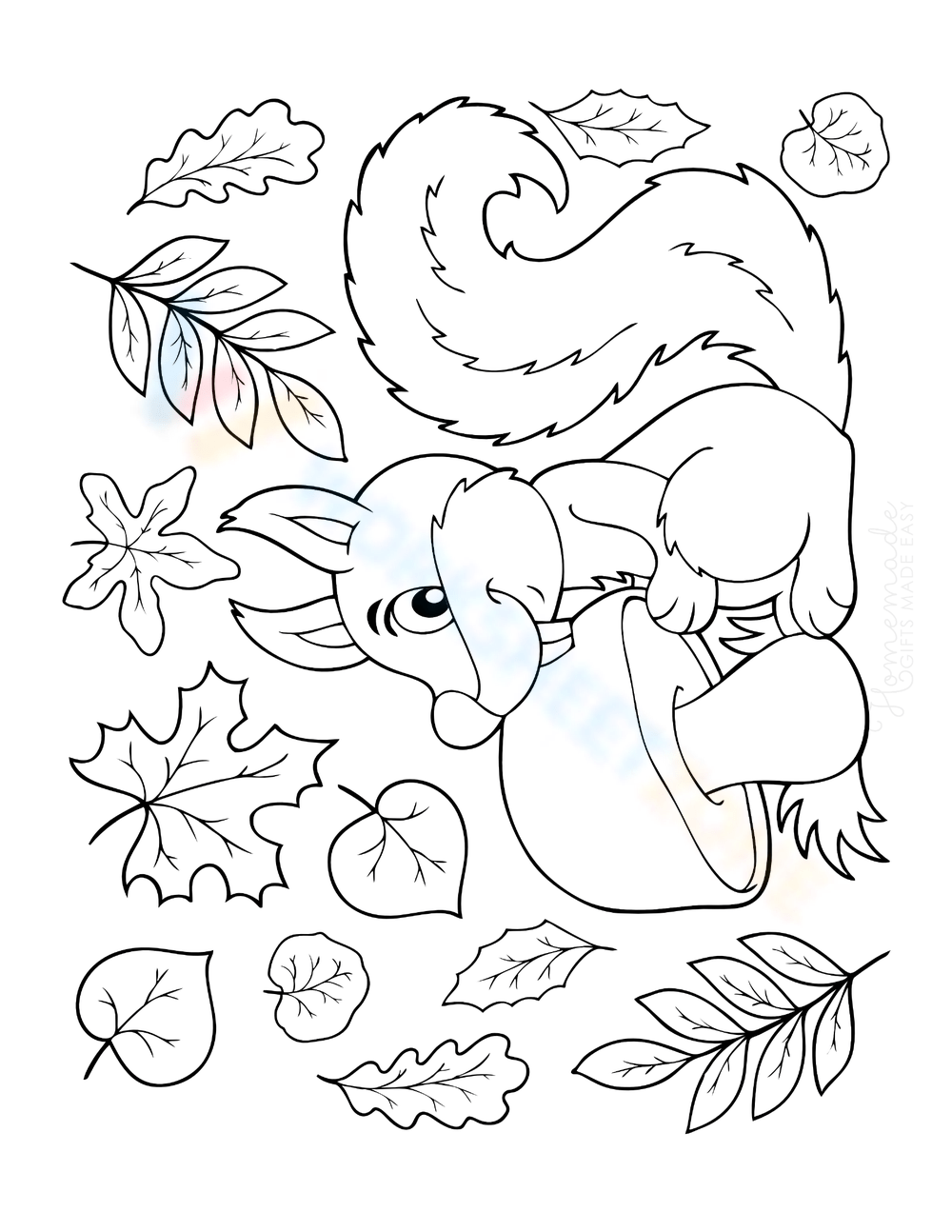 Cute autumn squirrel worksheet