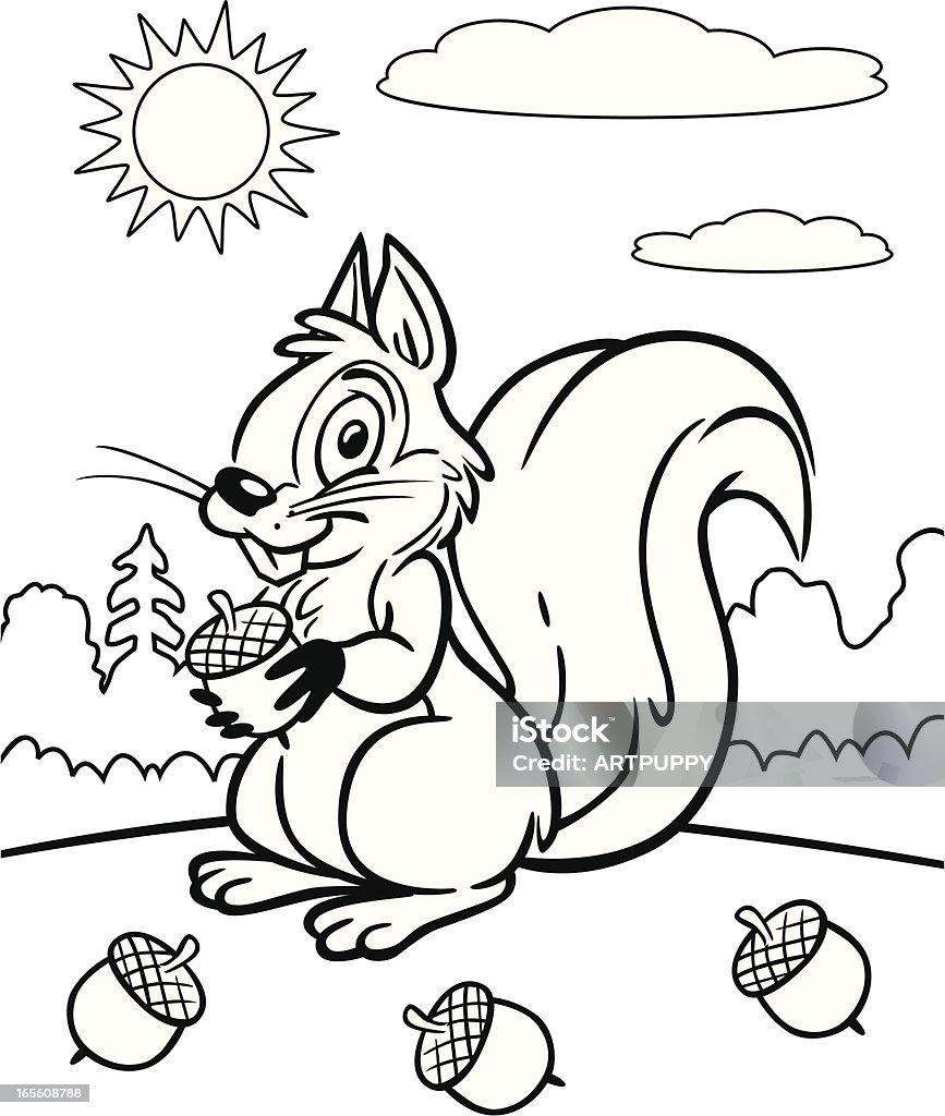Coloring book of squirrel stock illustration