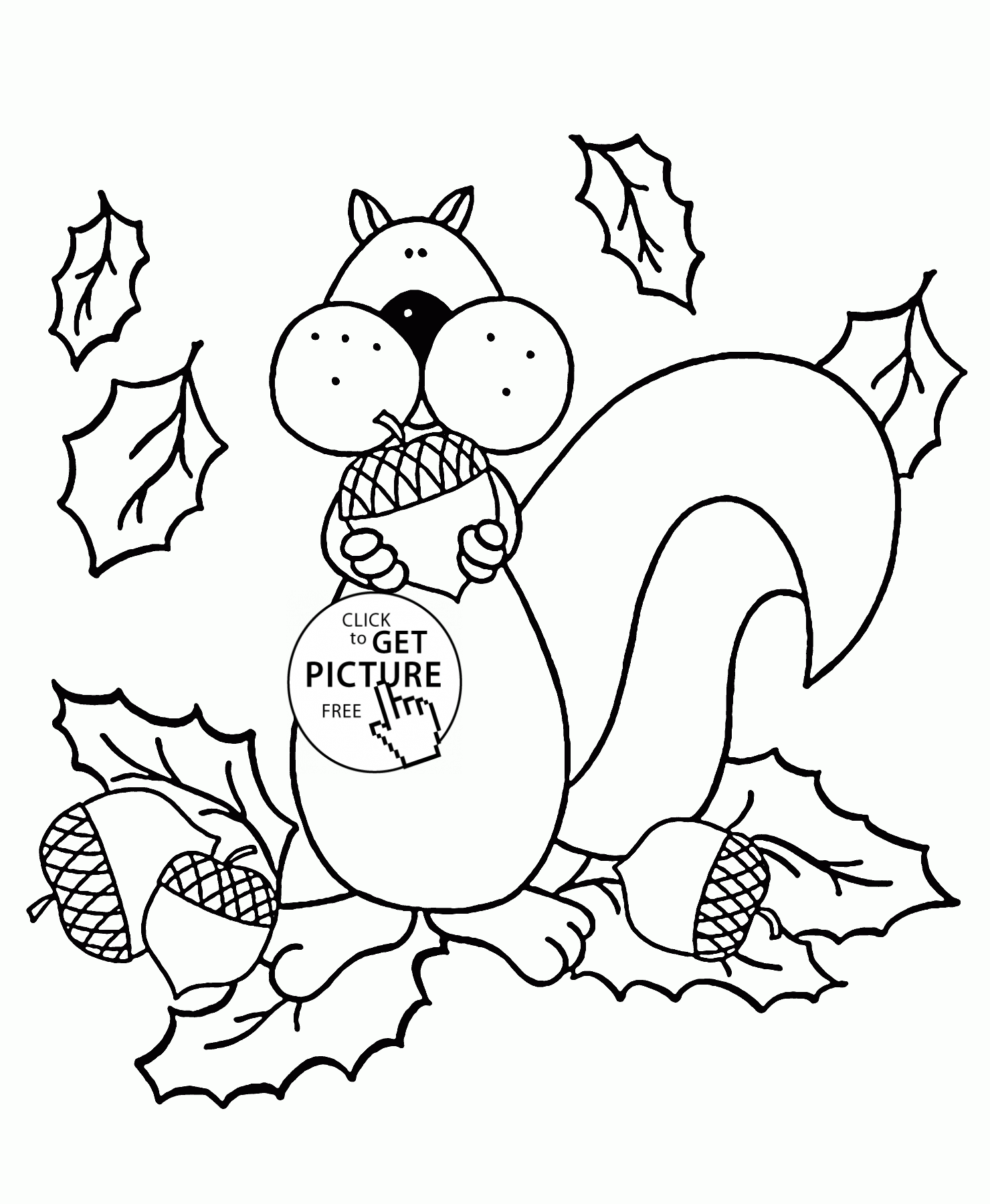 Squirrel and autumn coloring pages for kids fall seasons printables free