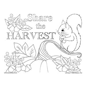 Share the harvest autumn coloring page