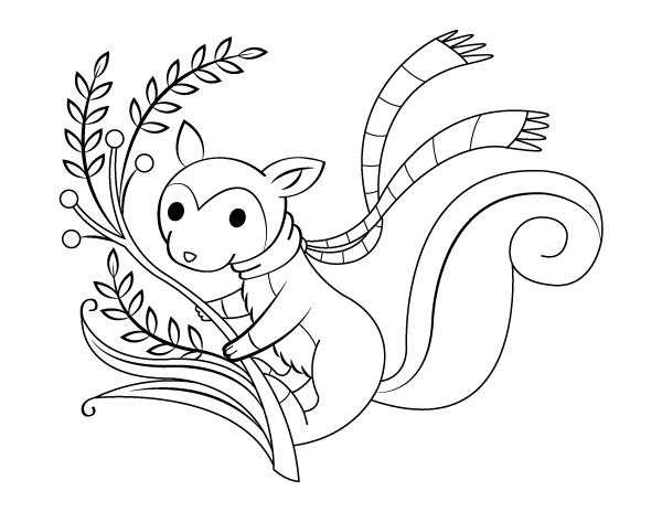 Printable fall squirrel coloring page