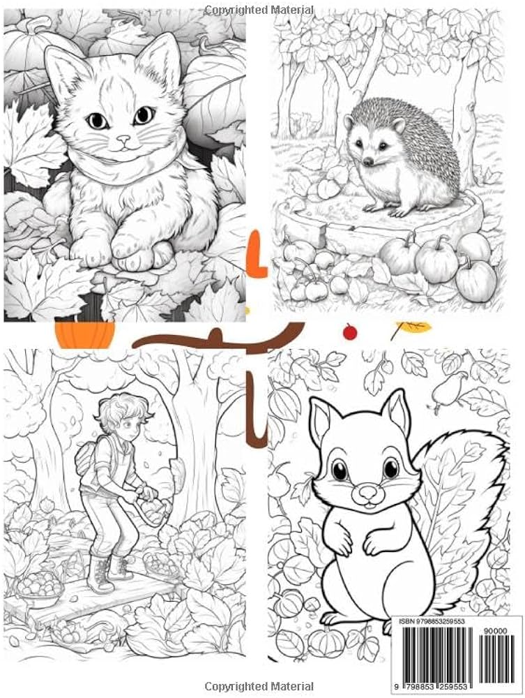 Hello autumn loring book for kids autumn loring book for toddler with fall flowers pumpkins autumn leaves squirrel and more b simpson mario books
